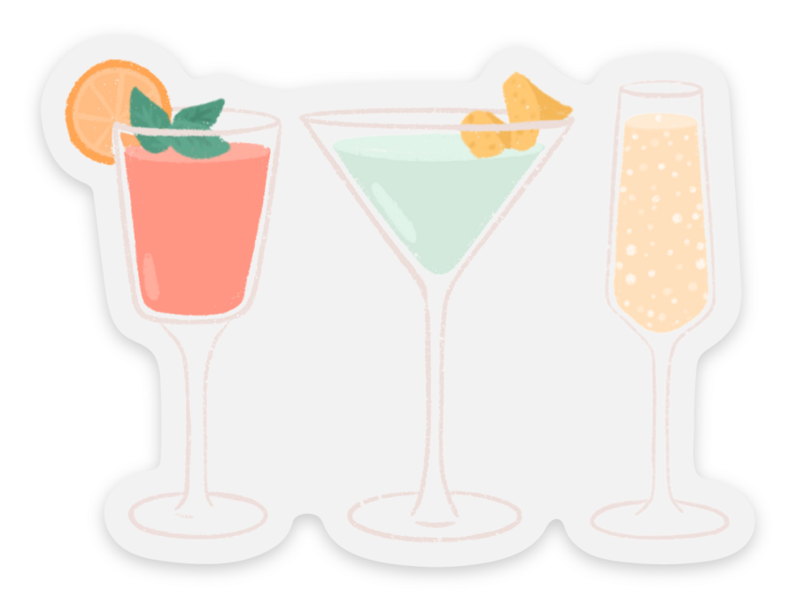 Clear Cocktail Trio Sticker, 2.8x2.09in — Dutch Growers Regina