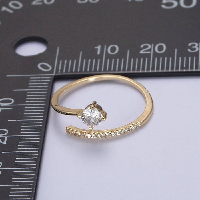 Dainty Crystal Zirconia CZ Stone Open Ring, Minimalist 16K Gold Filled Promise Ring, Adjustable Open Stacking Ring For Valentine Anniversary | U422