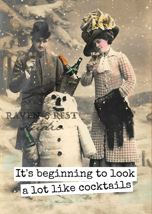 It's Beginning To Look a Lot Like Cocktails. Christmas Card.