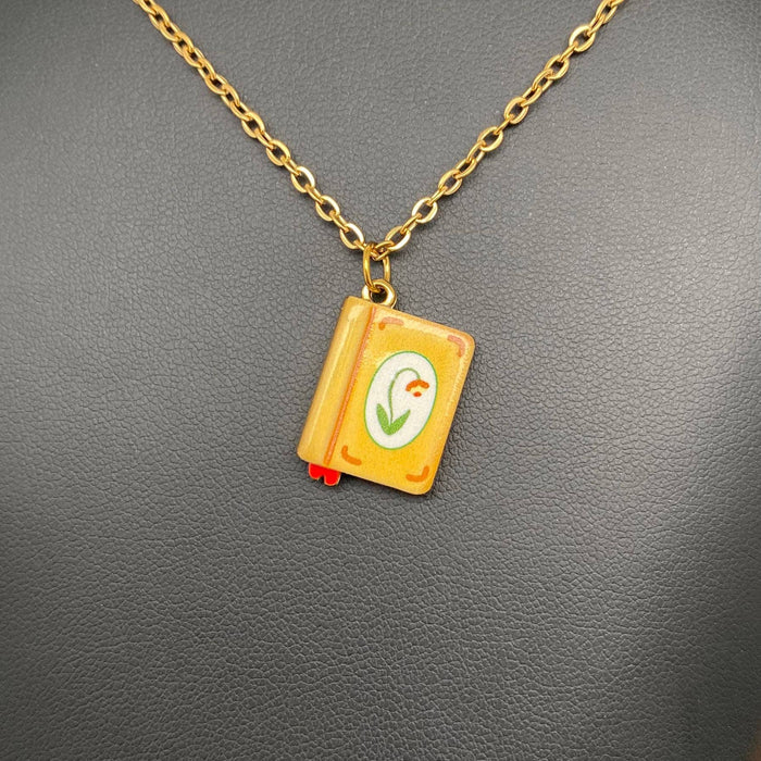 Enamel Book 18K Golden S.Steel Necklace