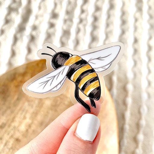 Clear Honey Bee Sticker 2x2.25in