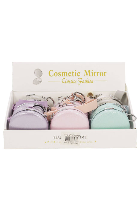 Pearlescent Macaron Compact Mirror Key Chain
