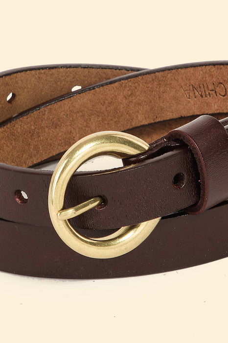 Circle Buckle Leather Belt