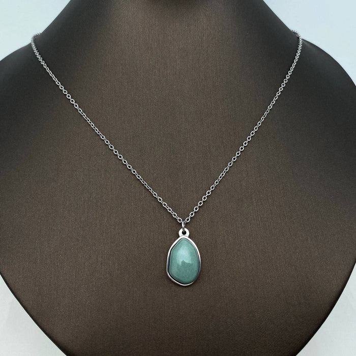 Natural Stone Charm Stainless Steel Necklace