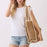 Two Tone Woven Straw Tote Bag