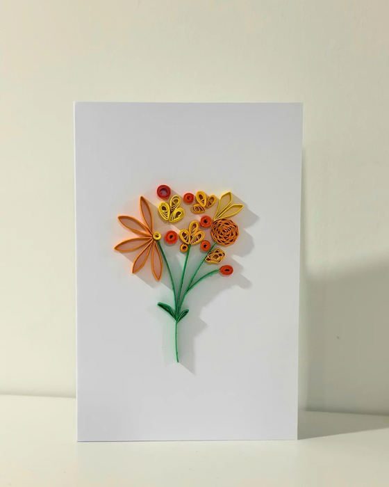 Quilled Bouquet Greeting Card, Handmade Flowers