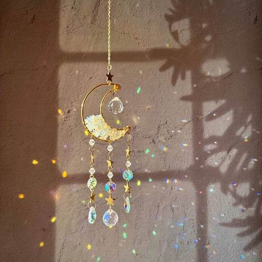 Opalite Moon Suncatcher - Crystal Window Decor Gift