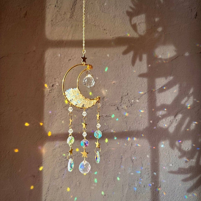Opalite Moon Suncatcher - Crystal Window Decor Gift