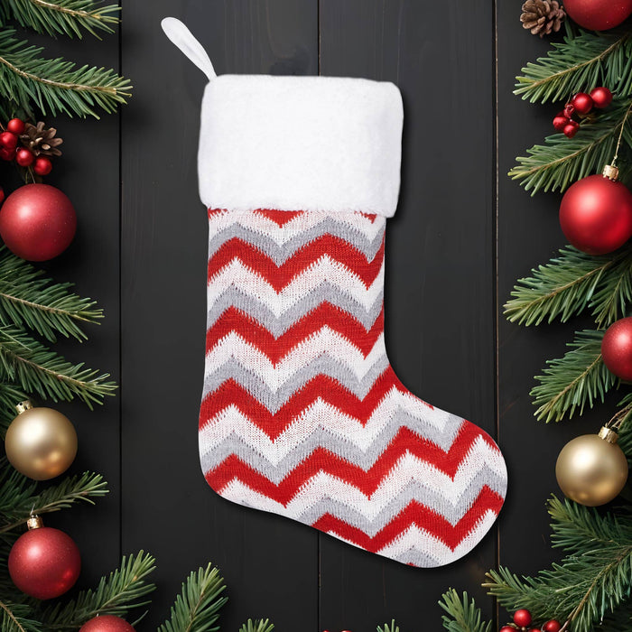 Classic Polka Dot & Striped Knit Christmas Stockings