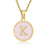 Pink Shell Initial 18K Gold Plated SS Round Charm Necklace