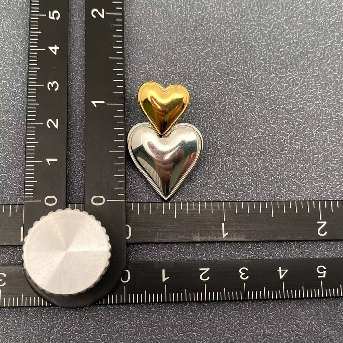 Two Tone Heart 18K Gold Plated S.Steel Post Earrings - FGS
