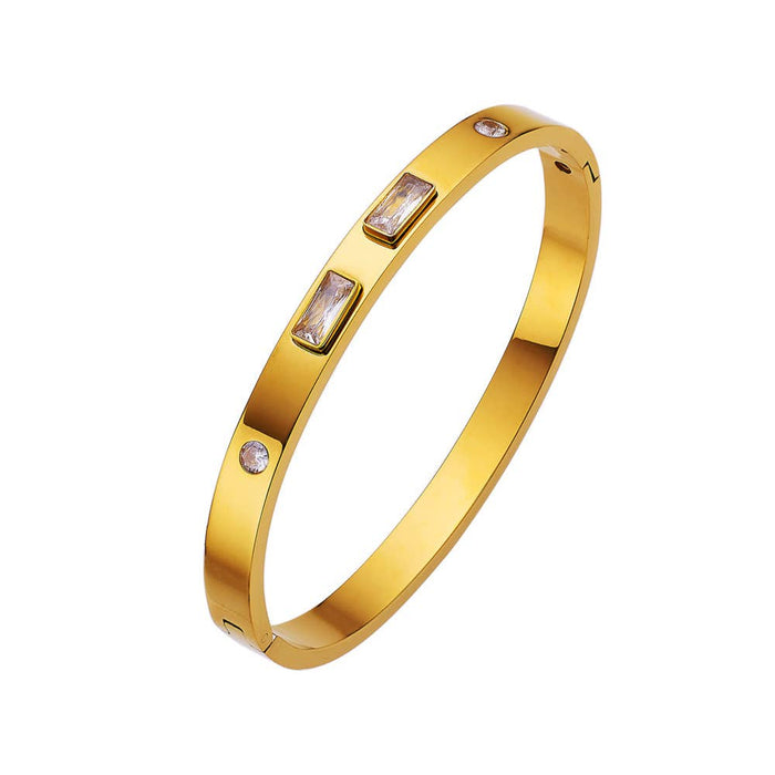 Multi Style 18K Gold Plated Stainless Steel Cuff Bangles-FGS