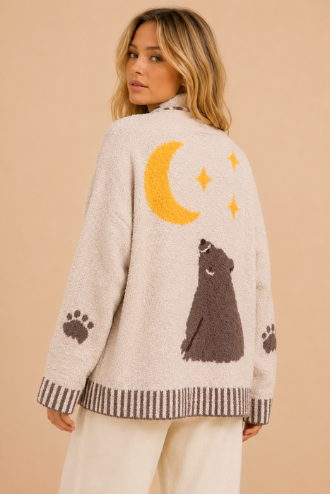 Moonlight Bear Cozy Knit Cardigan