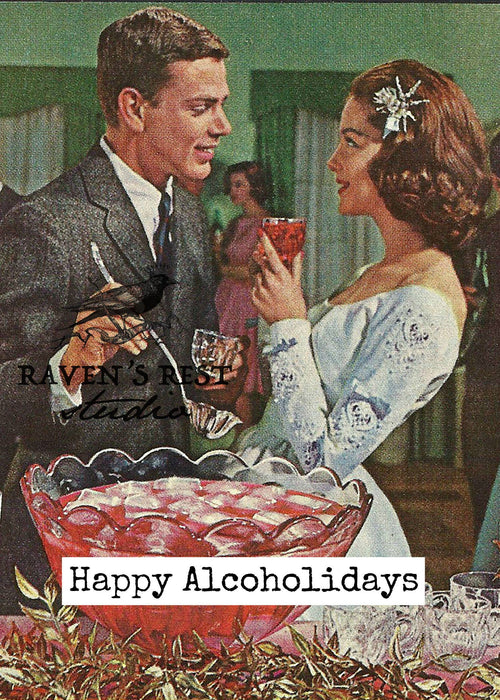 Happy Alcoholidays. Christmas Card.