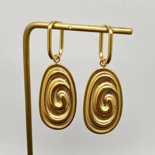 18K Gold Plated SS Conch Fossil Shape Huggie Earrings - FGS