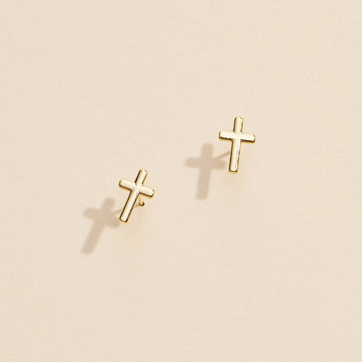 Gold and Silver Cross Stud Earrings