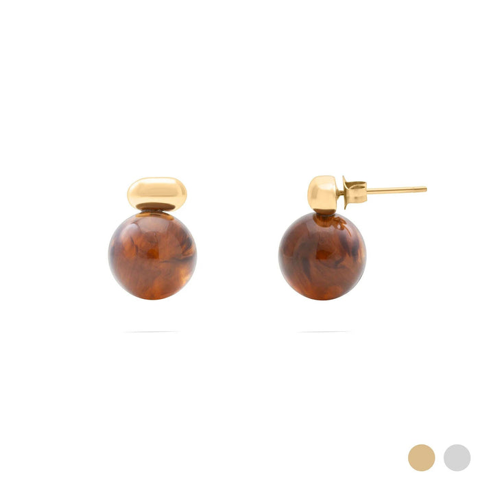 18K Gold PVD Stainless Steel Tortoise Shell Stud Earrings