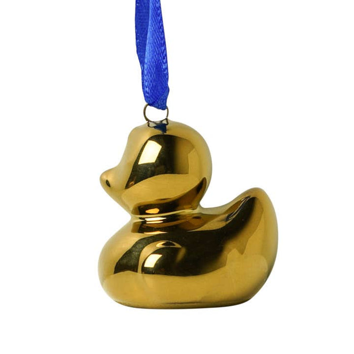 Gold duck Christmas ornament