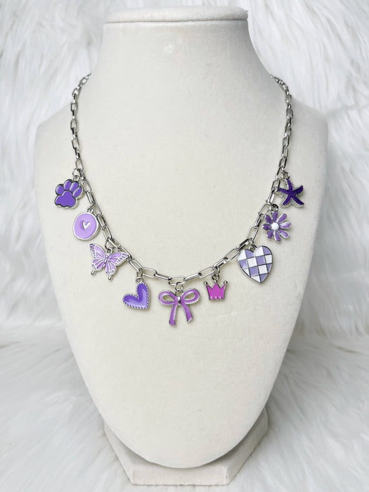 Grape Juice - Silver charm necklace