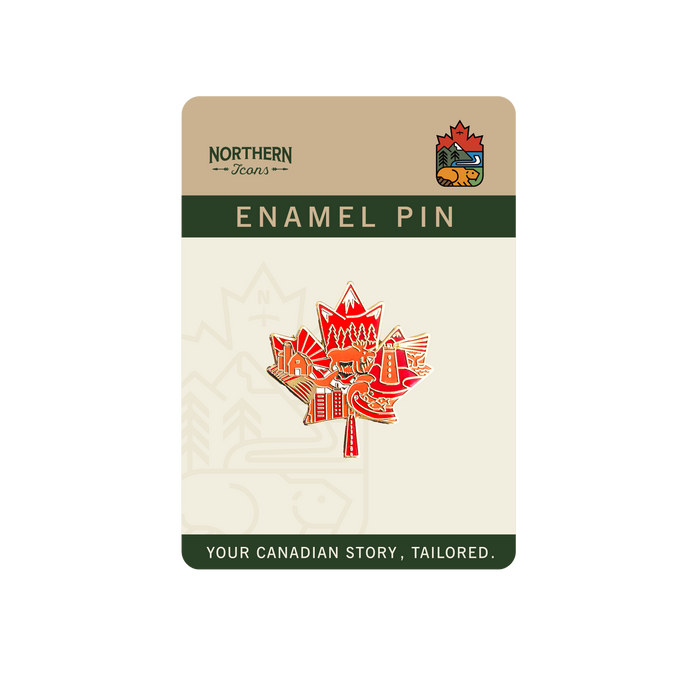 Canada Maple Leaf Enamel Pin – Scenic Landmarks and Wildlife Souvenir Gift Lapel Pins