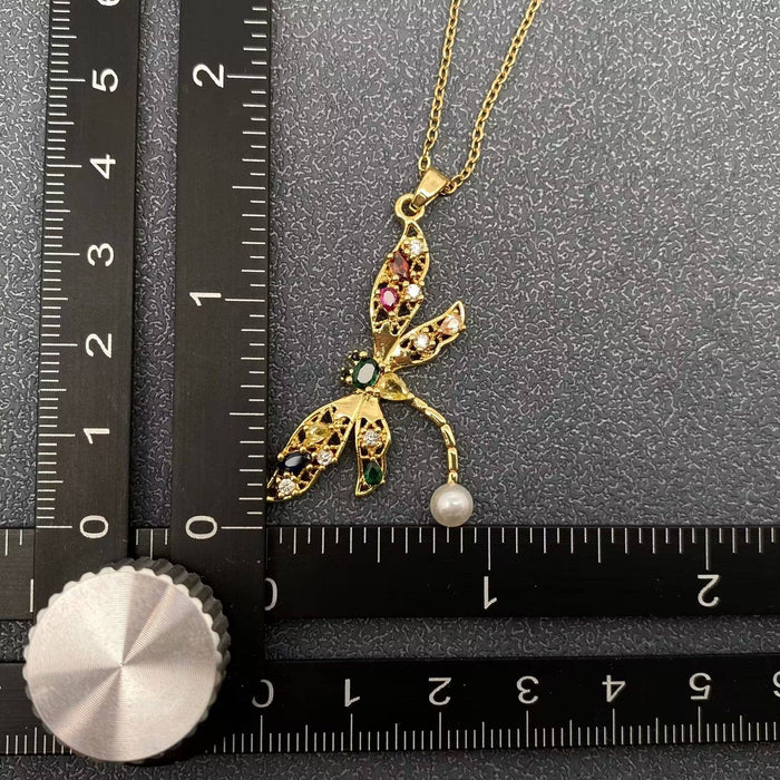 Dragonfly Charm Gold-plated Necklace