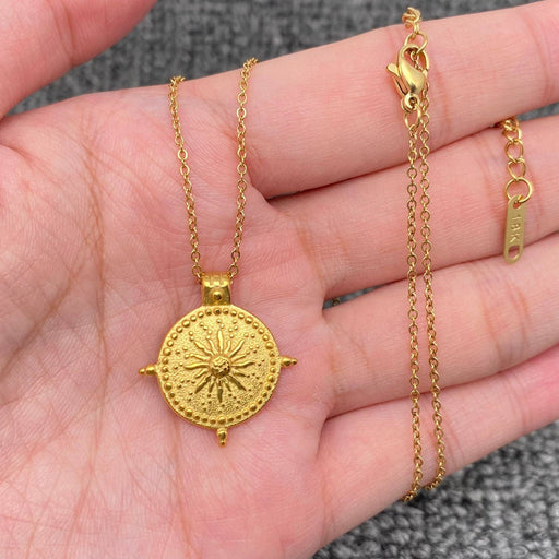 18K Golden Stainless Steel Sun Charm Necklace - FGS/MS