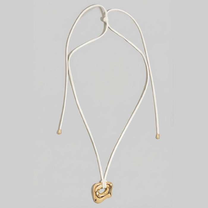 Abstract Gold Pendant Adjustable Cord Necklace