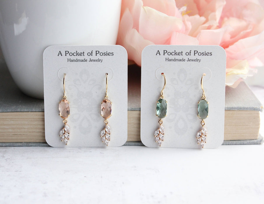 Sparkling Crystal Earrings | Leaf Earring
