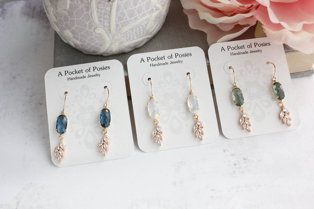 Sparkling Crystal Earrings | Leaf Earring