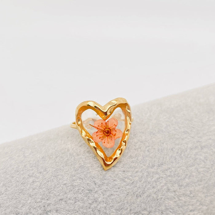 18K Gold Plated Stainless Steel Floral Ring - FGS/PDF