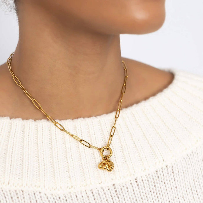 18K Gold Cherry Love Charm Holder Necklace Gift Set