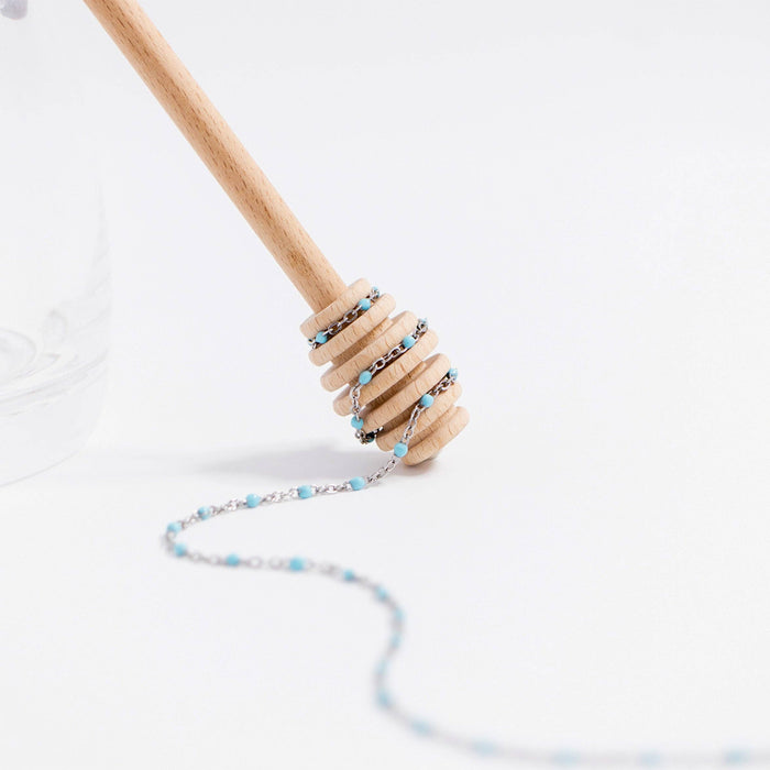 18K Gold Stainless Steel Turquoise Chain Necklace