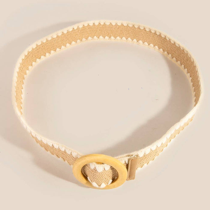 Wooden Round Buckle Braided Fashion Belt
