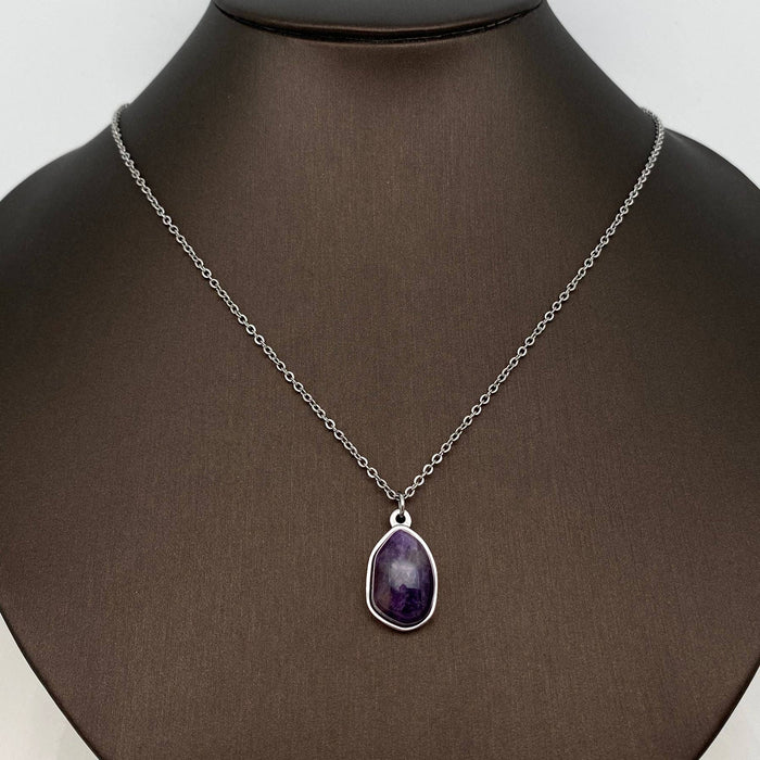 Natural Stone Charm Stainless Steel Necklace
