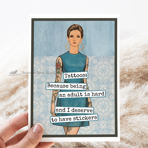 Greeting Card. Tattoos Stickers. Vintage Retro Funny.