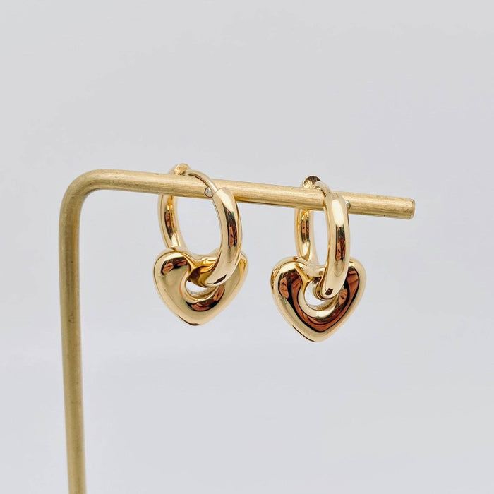 Heart 18K Gold Plated Stainless Steel Huggie Earrings