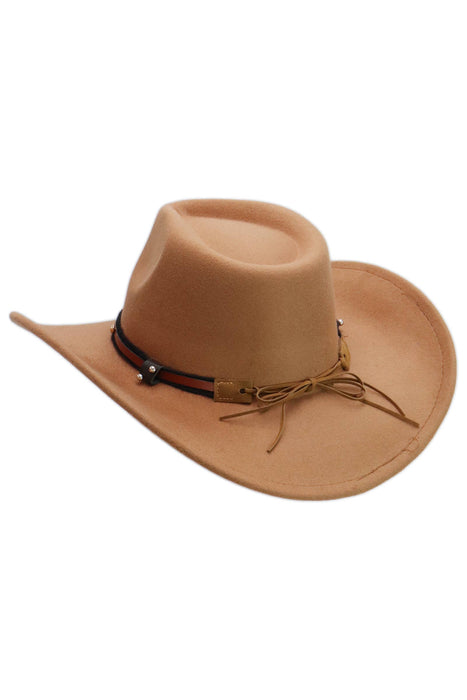 Buffalo Skull Belt Tycoon Retro Faux Wool Felt Cowboy Hat