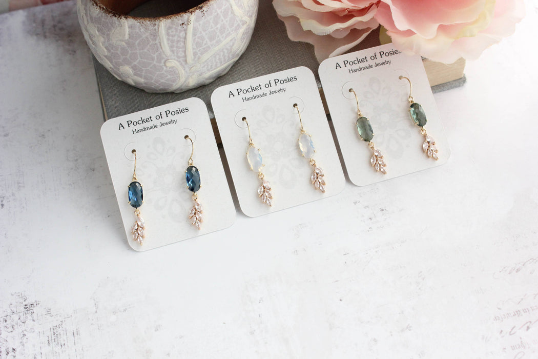 Sparkling Crystal Earrings | Leaf Earring