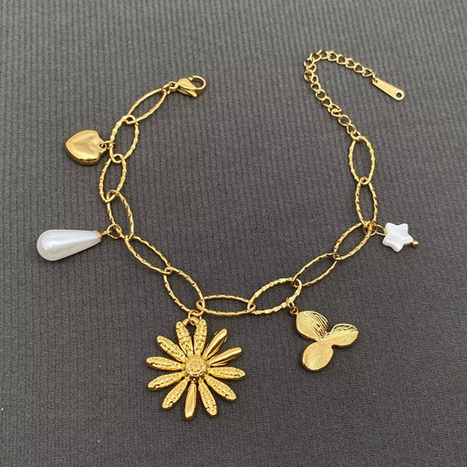 18K Gold Plated Stainless Steel Charm Bracelet MIO66053 -FGS