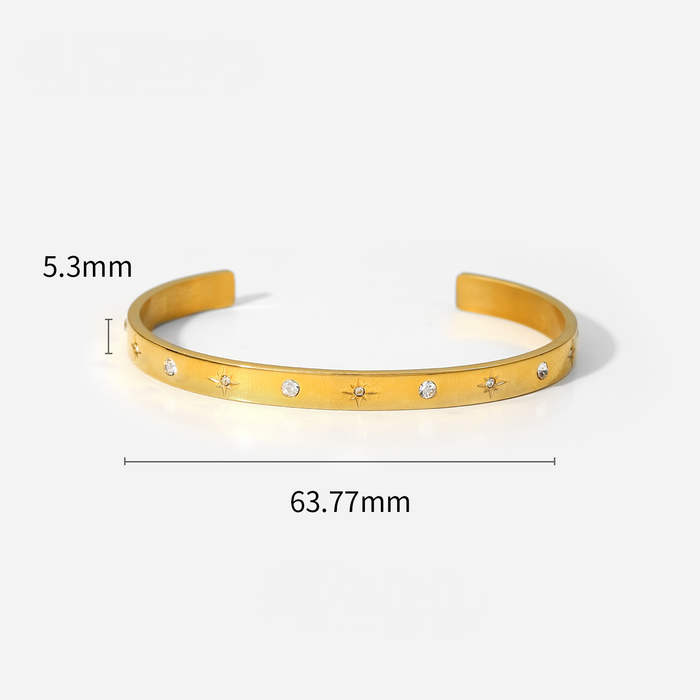 Multi Style 18K Gold Plated Stainless Steel Cuff Bangles-FGS