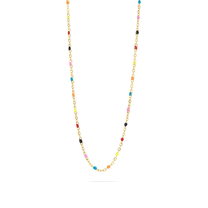 18K Gold PVD Stainless Steel Multi Confetti Chain Necklace