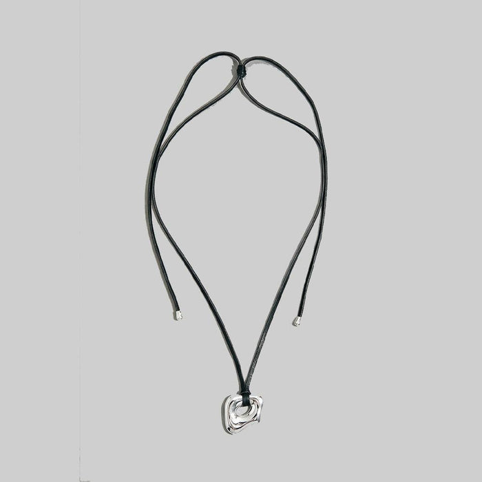 Abstract Gold Pendant Adjustable Cord Necklace