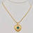 Green Zircon 18K Gold plated Textured Heart Necklace - FGS