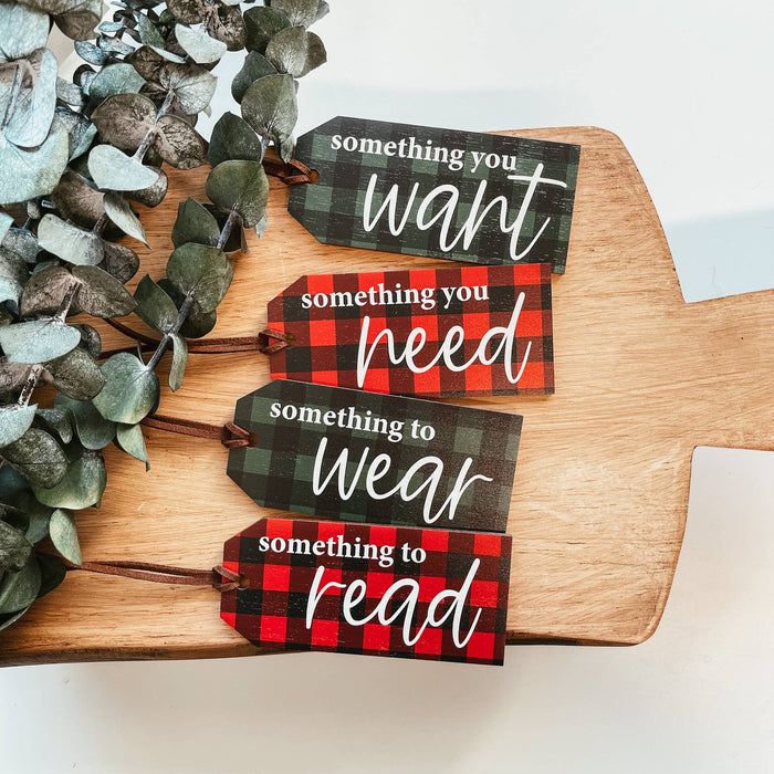 Mindful Gifting Tags | Want, Need, Wear, Read | Plaid