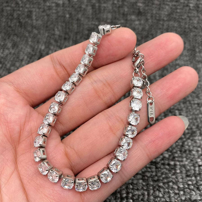 Sparkling Inlay CZ 18K Golden S.Steel Chain Bracelet - FGS