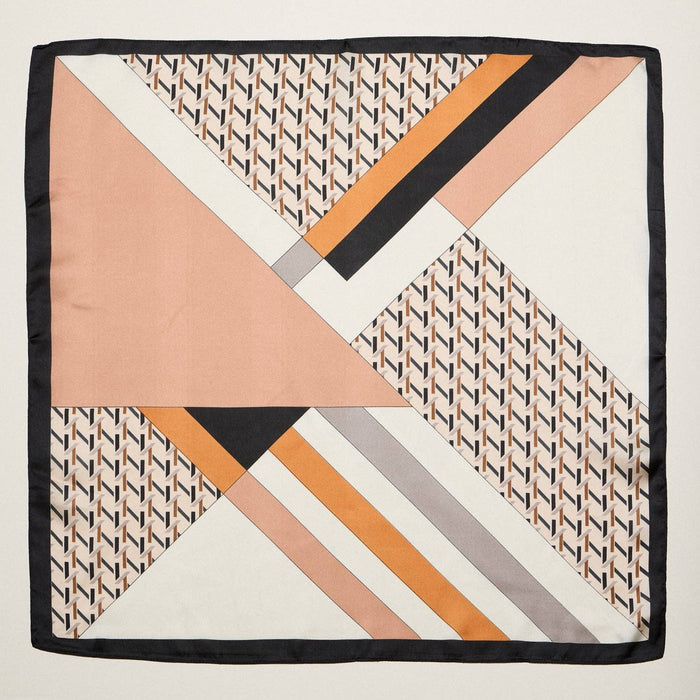 Geometric Square Scarf | Modern Abstract Print with Contrast Border