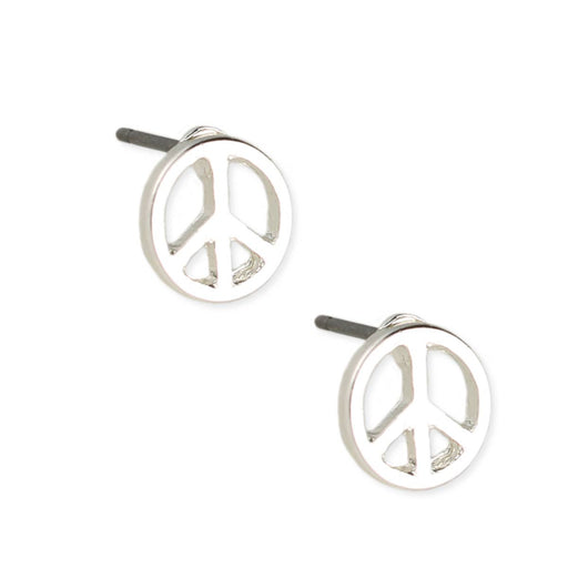 Silver Peace Sign Post Earring
