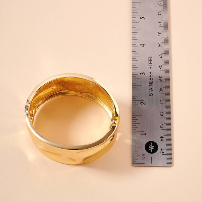 Irregular Basic Alloy Cuff Bracelet | Irregular Design Wide 18K Gold Plated Cuff Bracelet