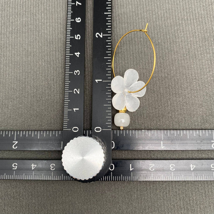 Resin Flower 18K Gold Plated S.Steel hoop Earrings