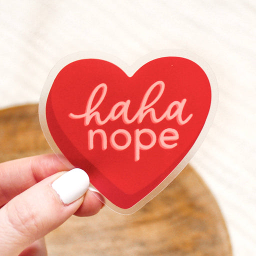 Haha Nope Heart Sticker 2.75x2.5in. Valentines Day